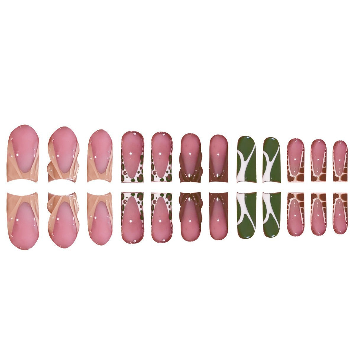 Artistic Press-On Nail Set with Unique Patterns Acalora