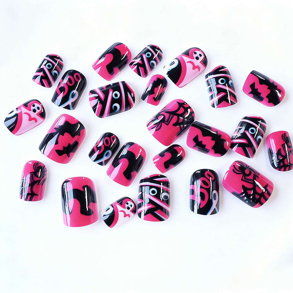 Acrylic nail set with Halloween motif and creative designs Acalora