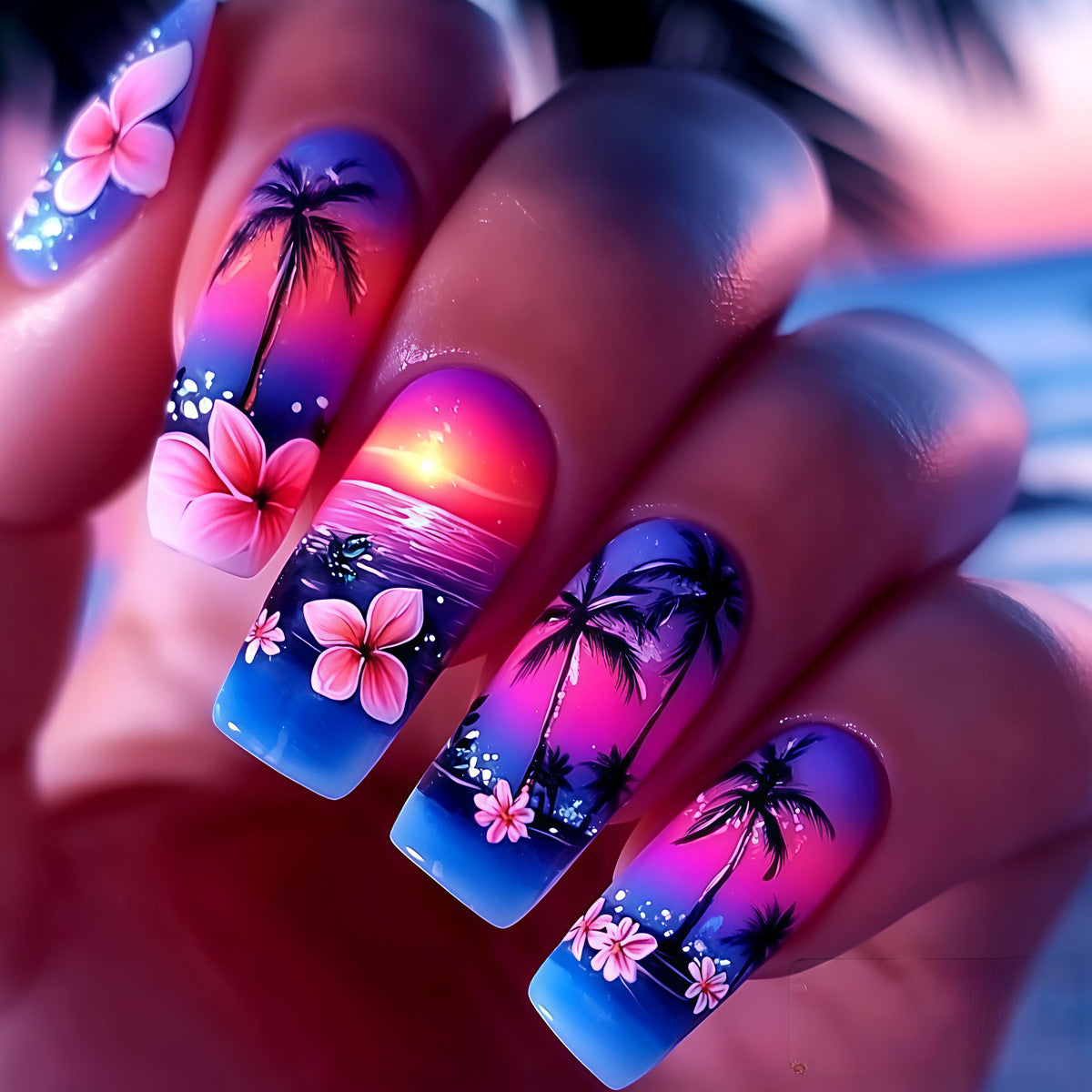 Tropical Sunset Nail Art Acalora 1788155449