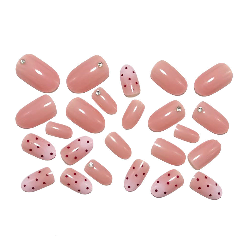 Artificial nails with elegant ombre effect and playful polka dot design Acalora