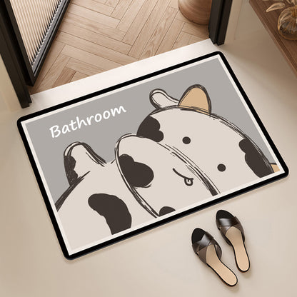 Playful Cow-Themed Bathroom Mat Acalora