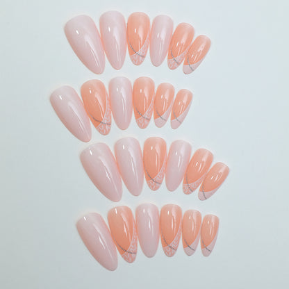 Decorative Press-On Nail Set with Stylish Heart and Gem Accents Acalora
