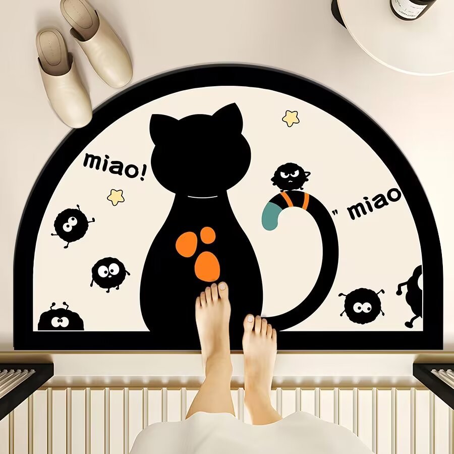 Fun Cat-Themed Bathroom Mat