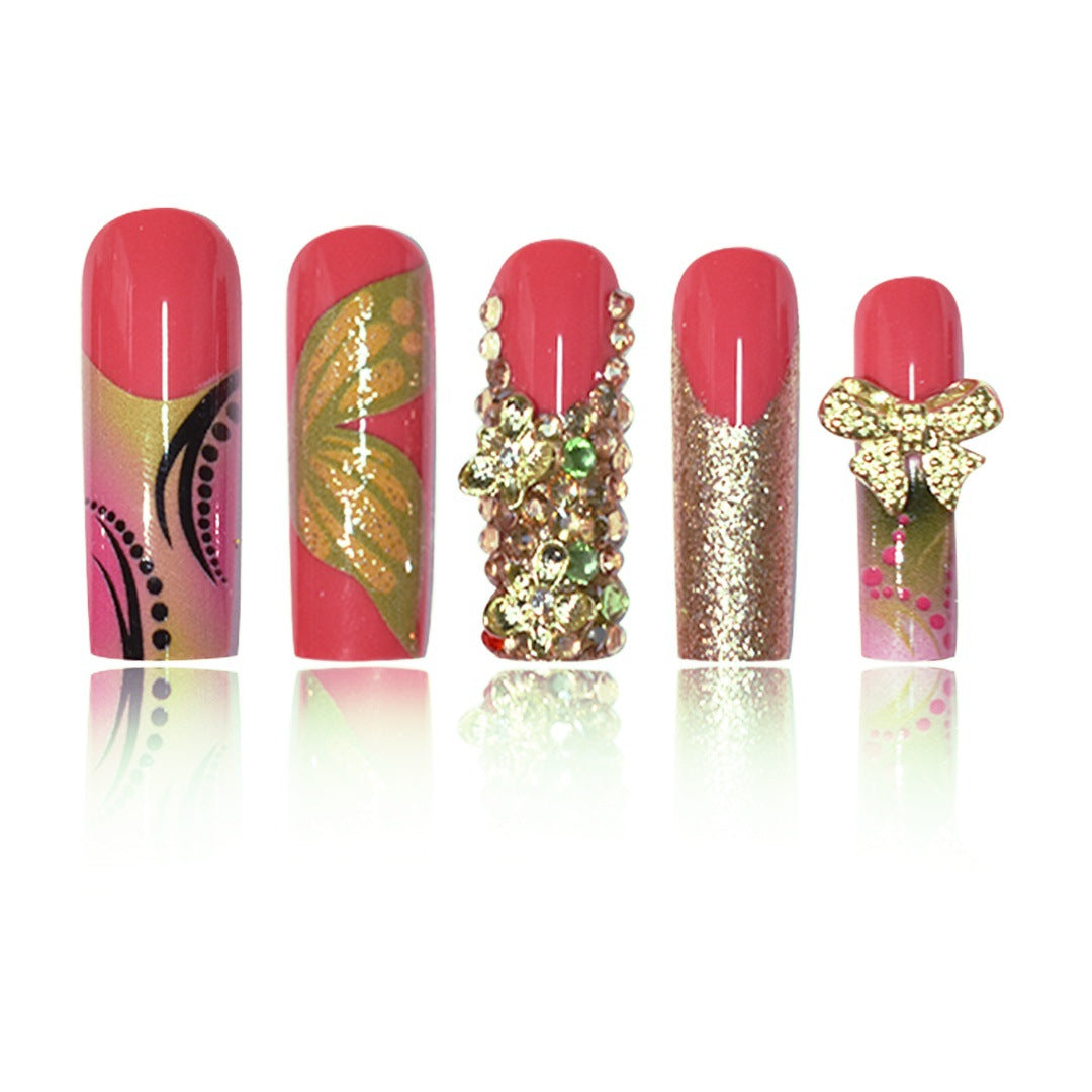 3D Floral Gemstone Press-On Nail Art Acalora