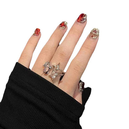 Glamorous Press-On Nail Set with Rhinestone Accents Acalora