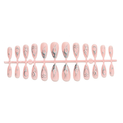 Decorative Press-On Nail Art Set with Metallic Flame Accents Acalora