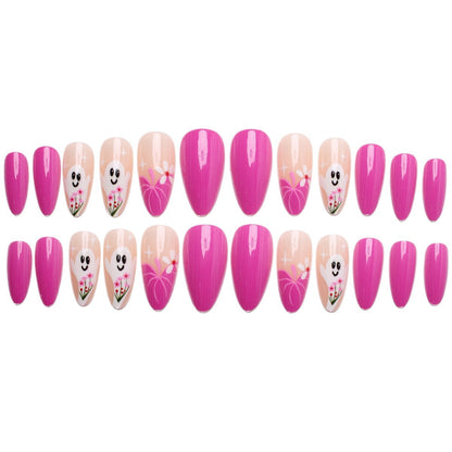 Artificial nail set with charming ghost and flower motifs Acalora