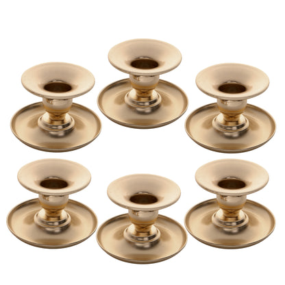 Vintage-Inspired Solid Metal Candlestick Holder with Wide Drip Tray and Flared Cup Acalora