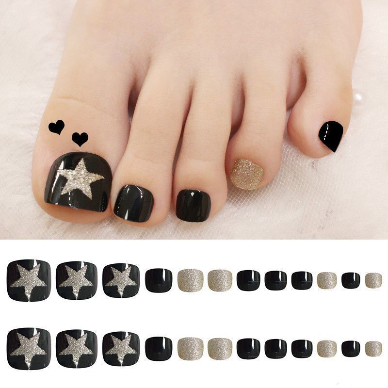 Stylish Rhinestone-Accented Press-On Toenail Set Acalora