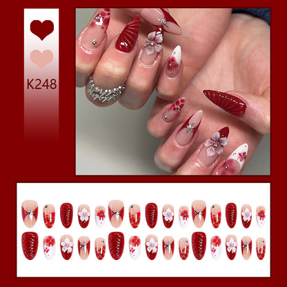 Luxury designed artificial nails with flower accents Acalora