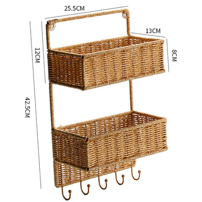Unisex Wall-mounted Storage Basket with Double Shelf Bowlift