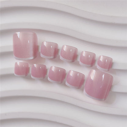 Elegant French Tip Press-On Toenails Acalora