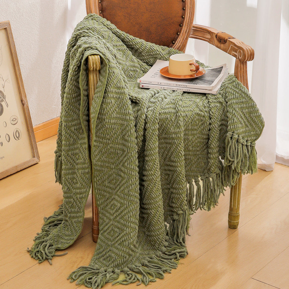 Handwoven Textured Throw Blanket