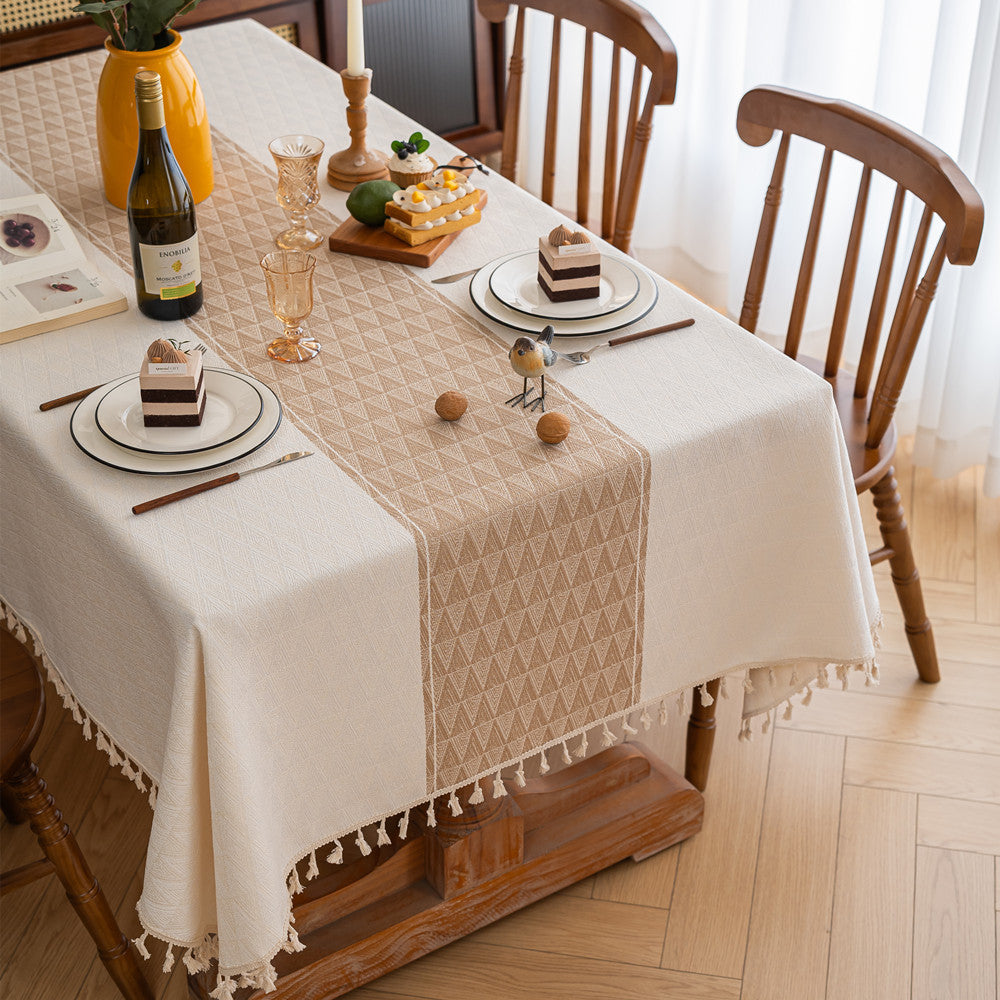 Decorative Tablecloth with Tassel Trim