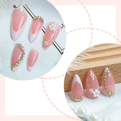 Premium Artistic Press-On Nail Set with Elegant Design Accents Acalora