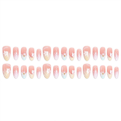 Artificial nail set with intricately detailed floral designs and shine accents Acalora