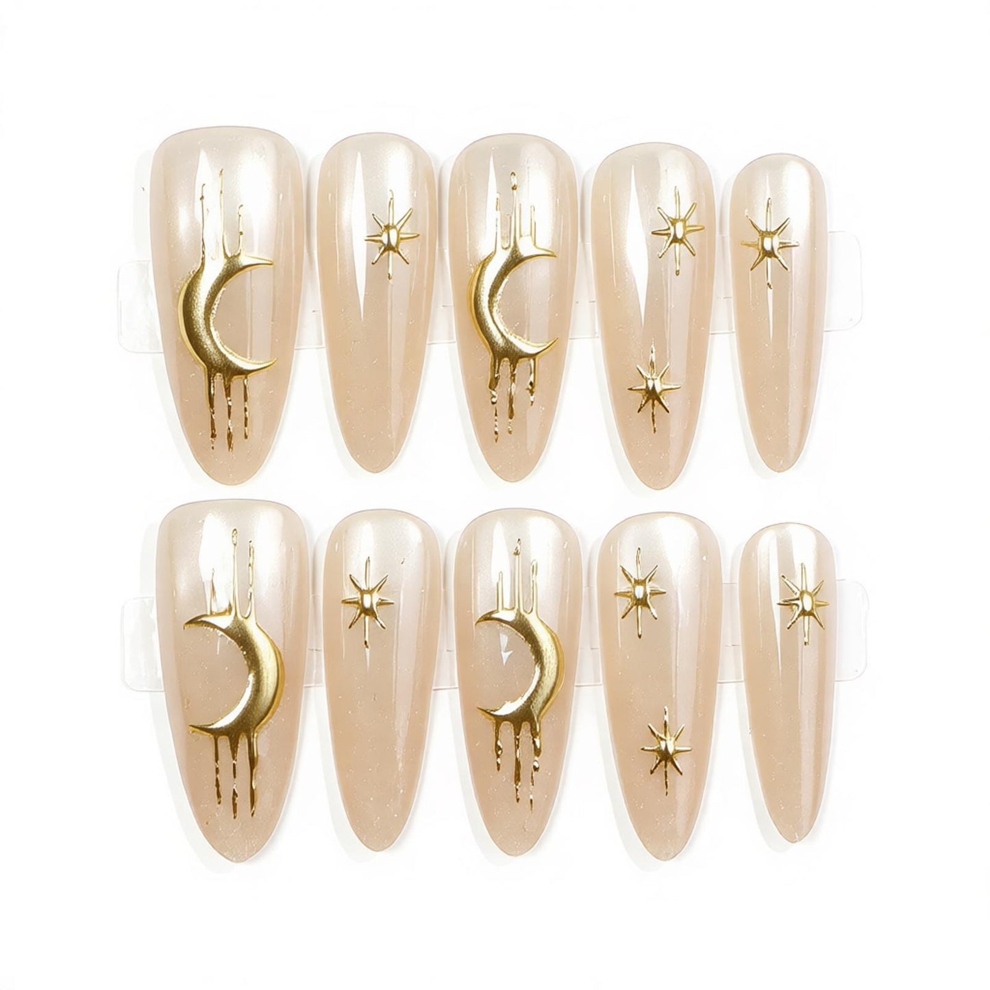 Celestial Themed Press-On Nail Art Set Acalora
