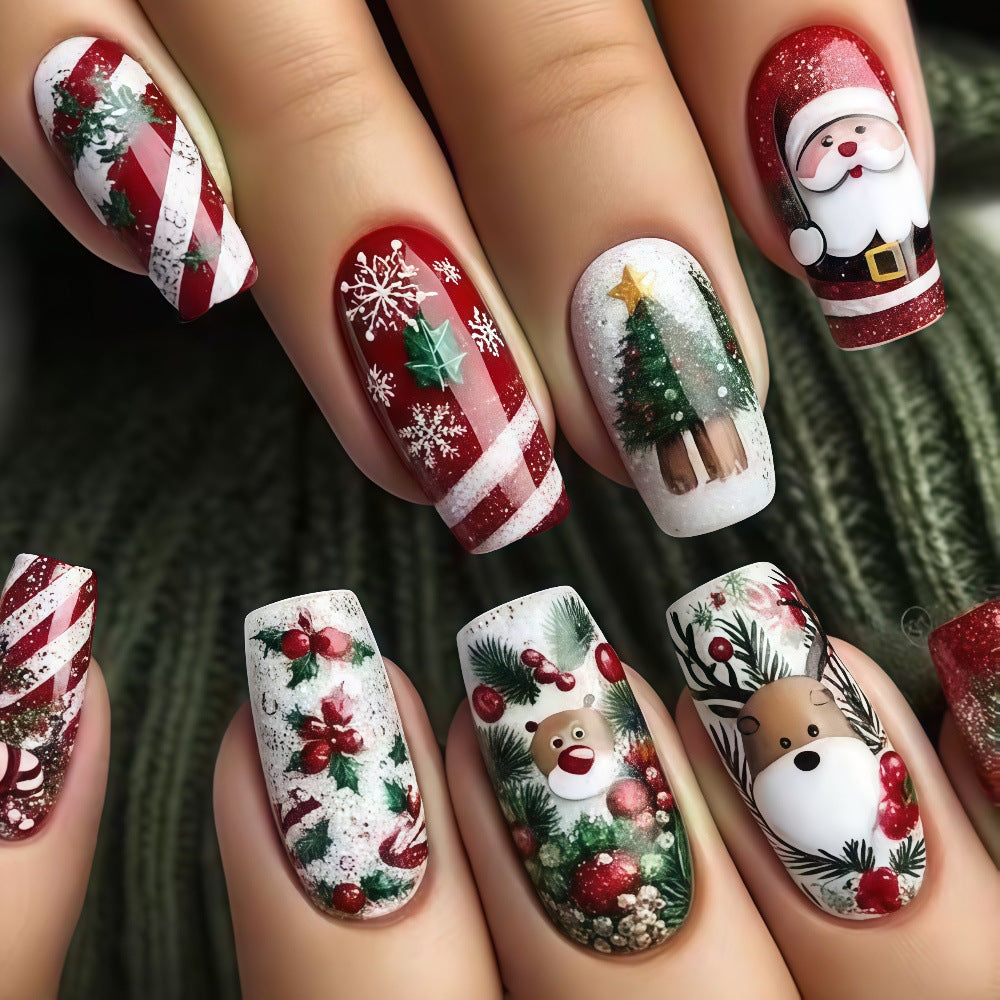 Artificial nails in festive Christmas design Acalora 1788542011