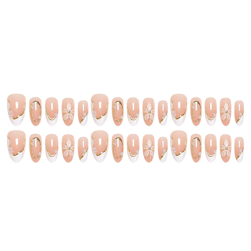 Artificial nail set with elegant floral design and glamorous 3D applications Acalora