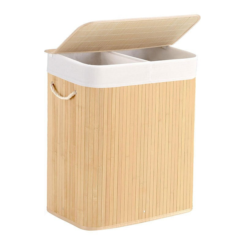 Large laundry basket with two compartments and removable lid Acalora