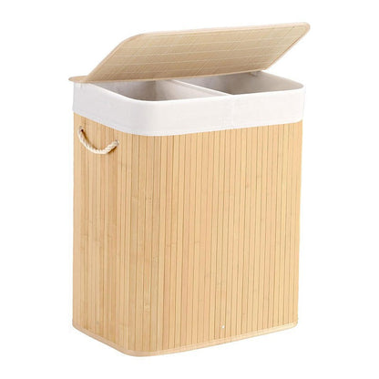Large laundry basket with two compartments and removable lid Acalora