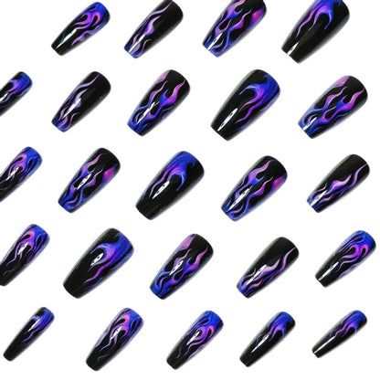 Artistic Flame-Patterned Nail Art Acalora