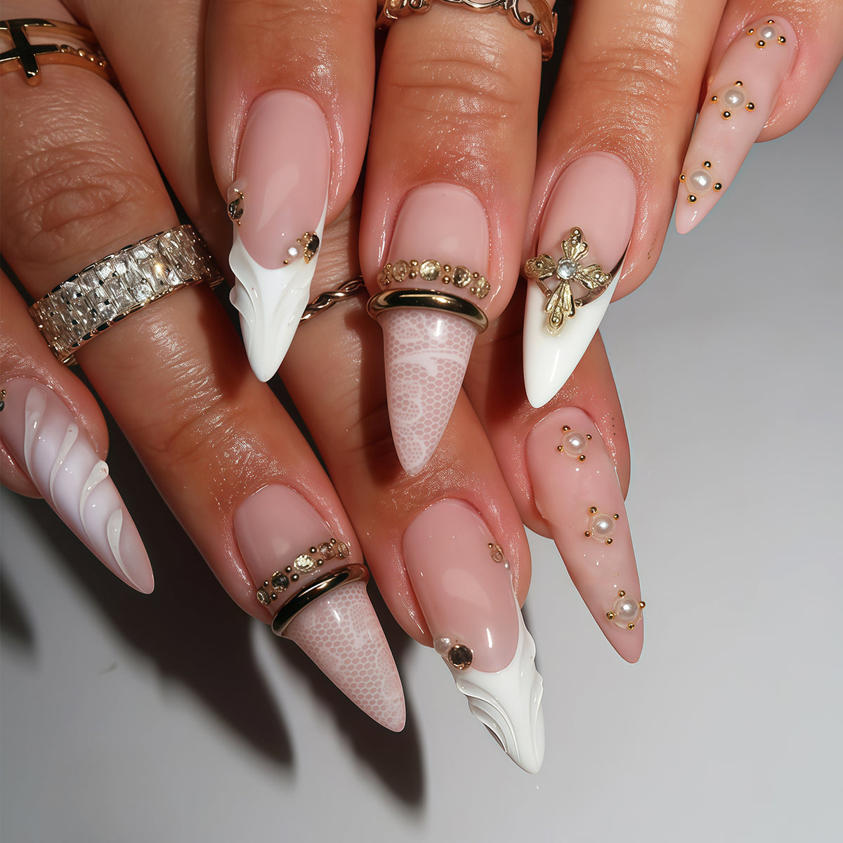 Elegant Stiletto Nail Art Tips with Embellishments Acalora