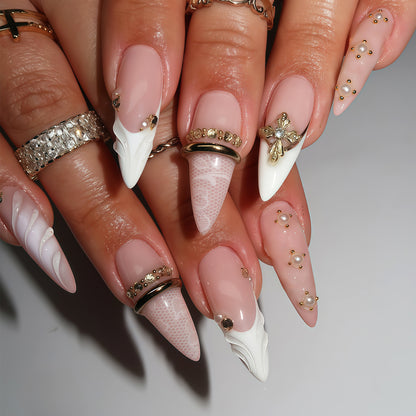 Elegant Stiletto Nail Art Tips with Embellishments Acalora