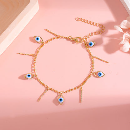 Decorative Evil Eye Charm Ankle Bracelet Acalora
