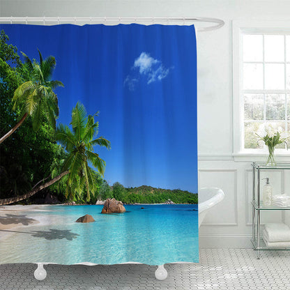 Tropical Beach Scene Shower Curtain