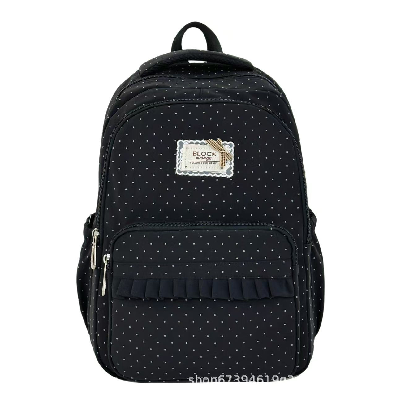 Stylish Polka Dot Ruffled Backpack Bowlift
