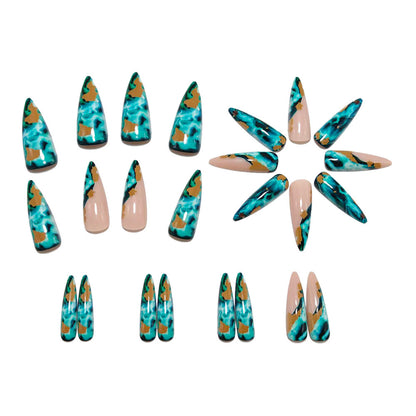 Luxury marble design artificial nails Acalora
