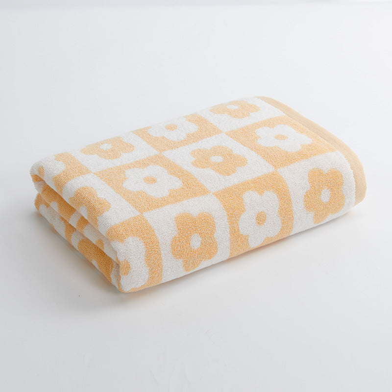Women's Luxurious Terry Bath Towel with Floral Pattern Karnz
