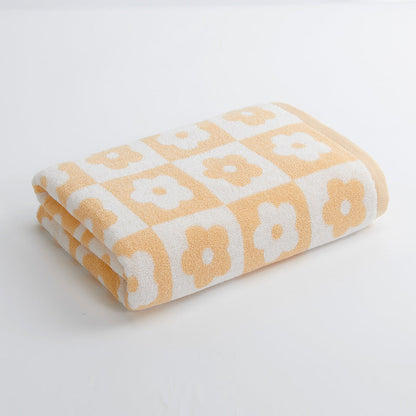 Women's Luxurious Terry Bath Towel with Floral Pattern Karnz