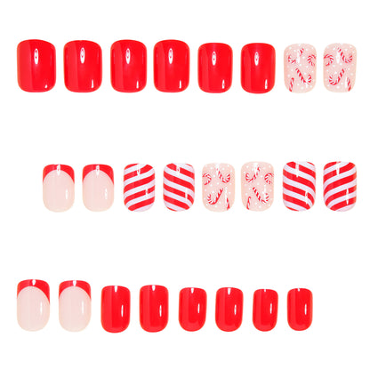 Festive Candy Cane Press-On Nail Art Set Acalora