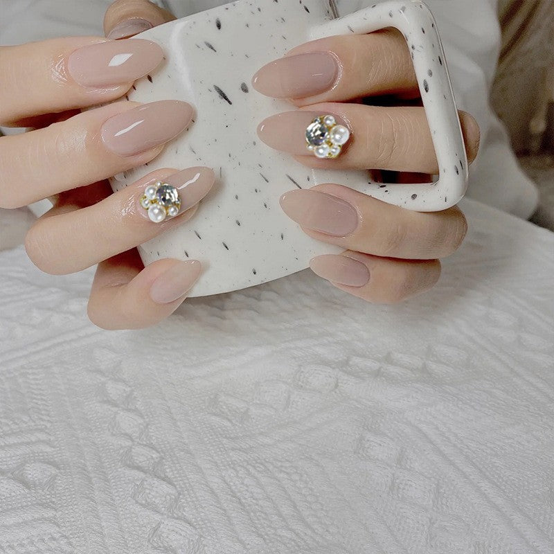 Artificial nail set with elegant pearl design and high-gloss surface Acalora