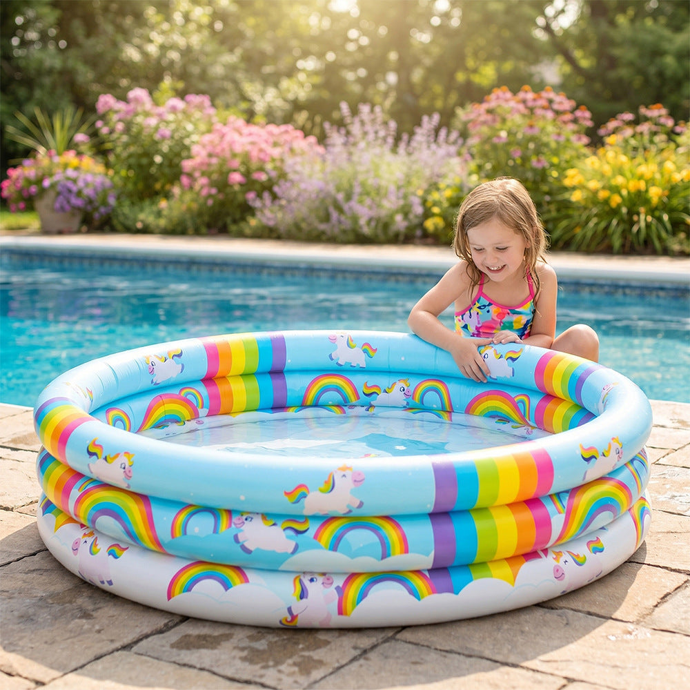 Unisex Inflatable Children's Swimming Pool with Unicorn Motif Karnz