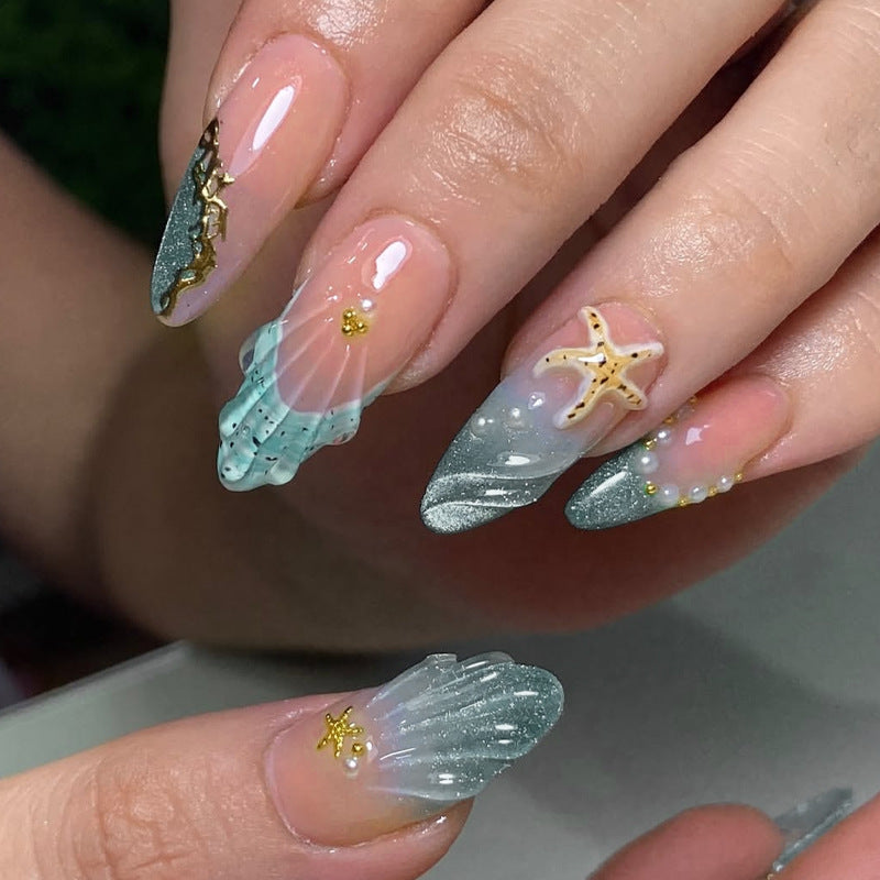 Decorative Press-On Nail Art Set with Unique Designs Acalora