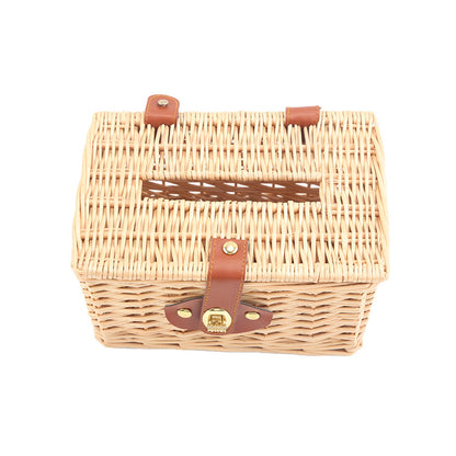 Basket with practical folding mechanism and leather details