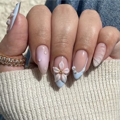 Artistic Floral Nail Enhancements Acalora