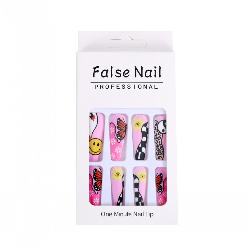 Artificial nails with colorful butterfly design Acalora
