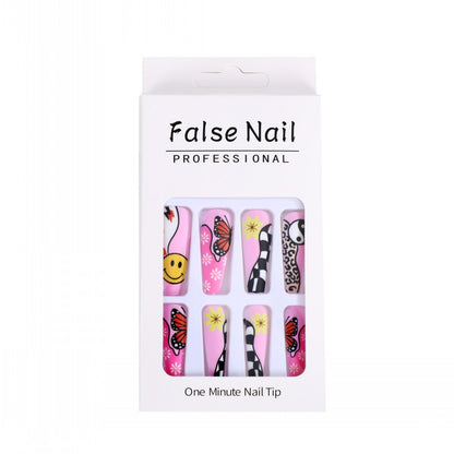 Artificial nails with colorful butterfly design Acalora