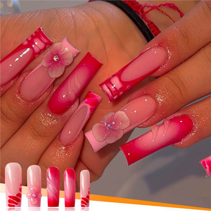 Decorative Floral Acrylic Press-On Nails Acalora