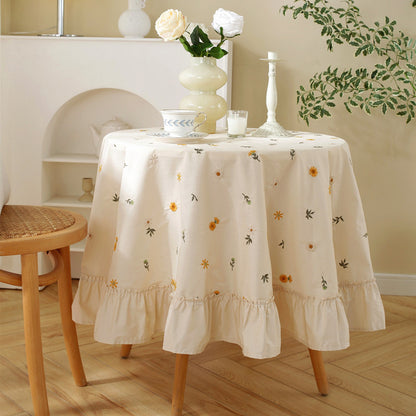 Embroidered Floral Tablecloth