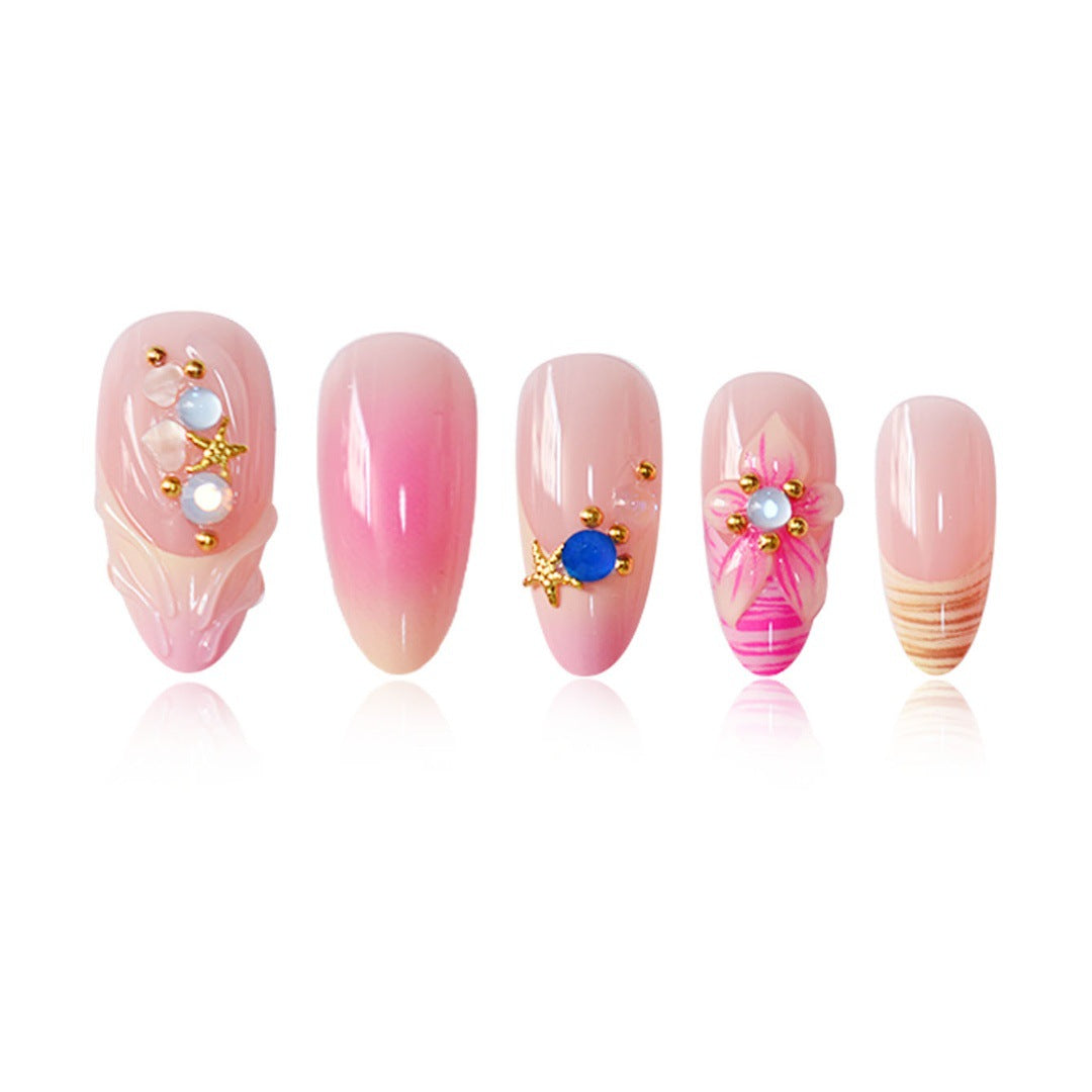 3D Floral Accented Press-On Nail Art Acalora