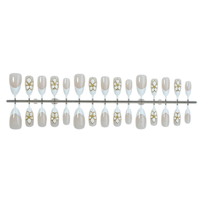 Elegant Floral-Embellished Press-On Nail Set Acalora