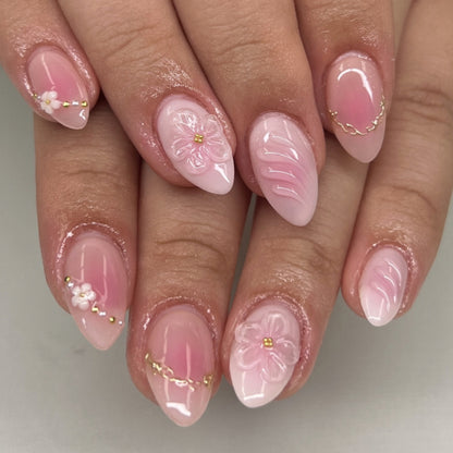 Elegant Floral 3D Press-On Nail Set Acalora