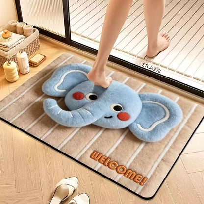 Cute Cartoon Pet-Themed Plush Bath Mat