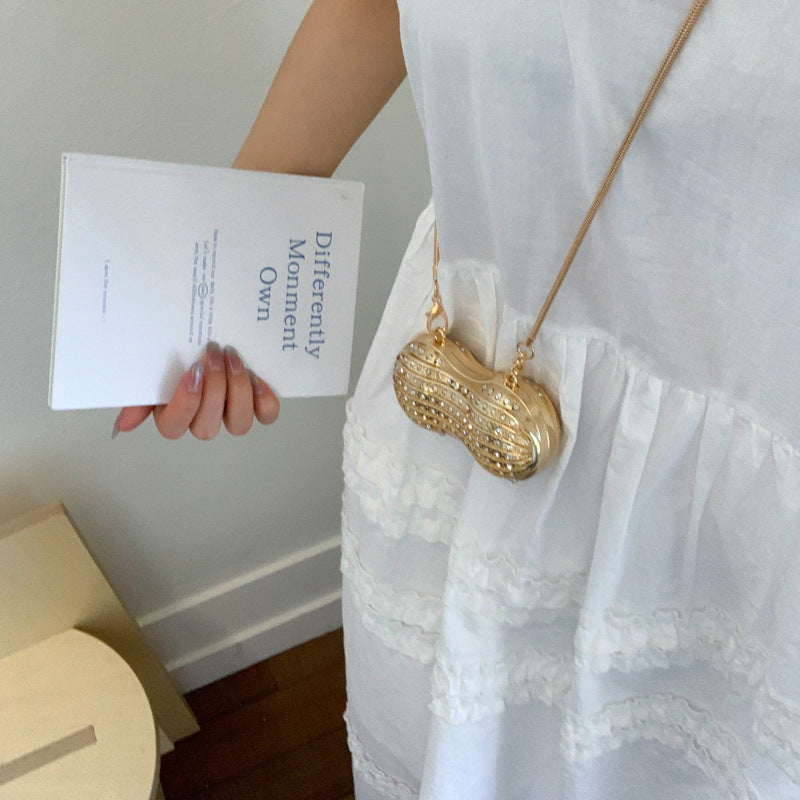 Glamorous Rhinestone Peanut-Shaped Crossbody Bag Acalora