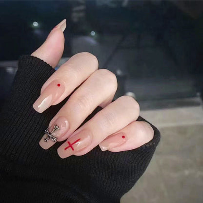Artificial nail set in elegant minimalist style with creative accents Acalora